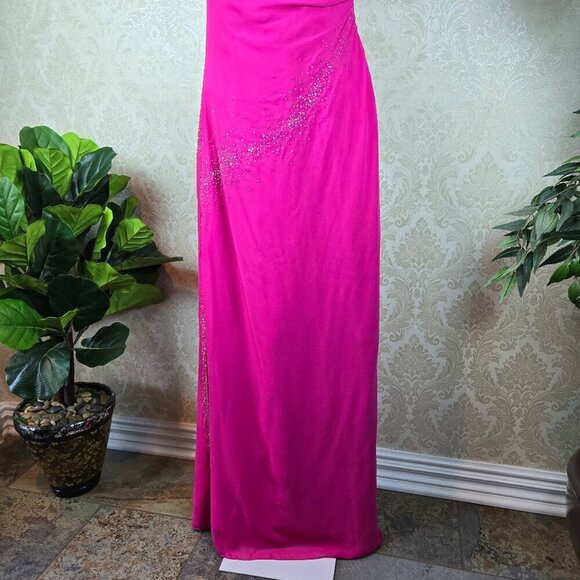 Precious Formals Size 10 Pink Strapless Beaded Formal Gown Prom Sweetheart Neck - Picture 4 of 14